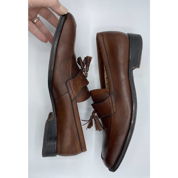Johnston & Murphy Brown Leather Moc-Toe Tassel Slip On Loafer Men's 9 M 15-0746 - Picture 3 of 10